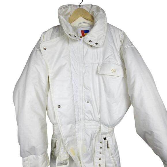 Vintage 80's/90'sWomen's Forte All White One Piece Ski Snowsuit Modern size 8/10 - Picture 1 of 12